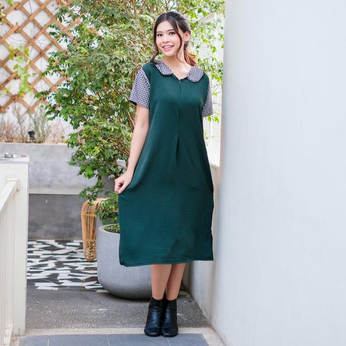 knee length dresses for ladies Nevada Polka Mix Midi Dress Lengan Pendek Wanita – Matahari.com main image 1