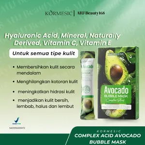 KORMESIC Complex Acid Avocado Bubble Mask 4gx12pcs Masker Wajah Dengan Busa Ekstrak Alpukat Mencerahkan Wajah Kusam Mengangkat Komedo Dan Membersihkan Pori Pori