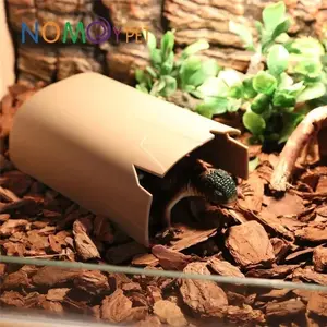 ORIGINAL NOMOY PET NA-04 & NA Tempat Persembunyian Reptil Kura Hiding Cave Plastik Tempat Sembunyi Gecko Warna Cokelat