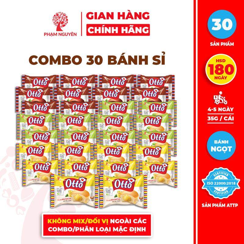   BÁNH KẸO SỈ  Combo 30 Bánh Trứng Otto Nhân Kem 35g | Bánh ăn sáng | Bánh mì | Đồ ăn vặt 