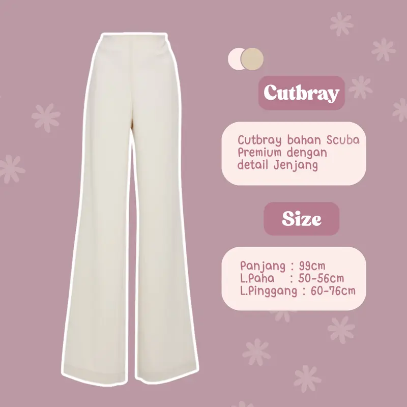 Setelan One Set Wanita 3in1 [ Atasan Blouse Bunga + Celana Cutbray + Hijab Segi Empat ] Baju Remaja LM055 4