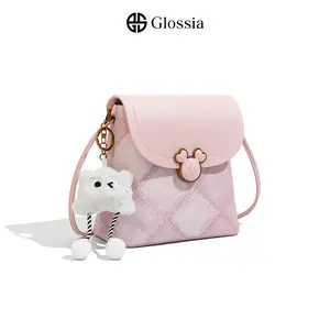 [FREE BAG CHARM] GLOSSIA Diana Bag Sling Bag Tas Selempang Wanita Pink Desain Unik Tali Kulit