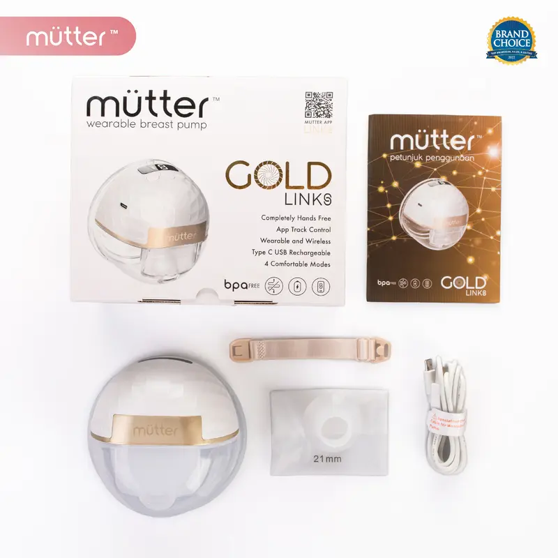 Pompa ASI Elektrik Smart Wearable Mutter Gold Links dengan 4 Mode Nyaman dan Baterai Lithium Rechargeable - Bayi 7