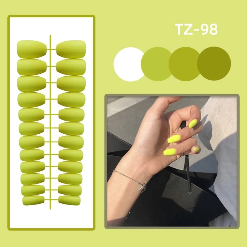 24Pcs New Detachable Solid Color Fake Nails Full Cover Matte Ballet Trapezoid False Nails Wearable Manicure Press-on Nails Women