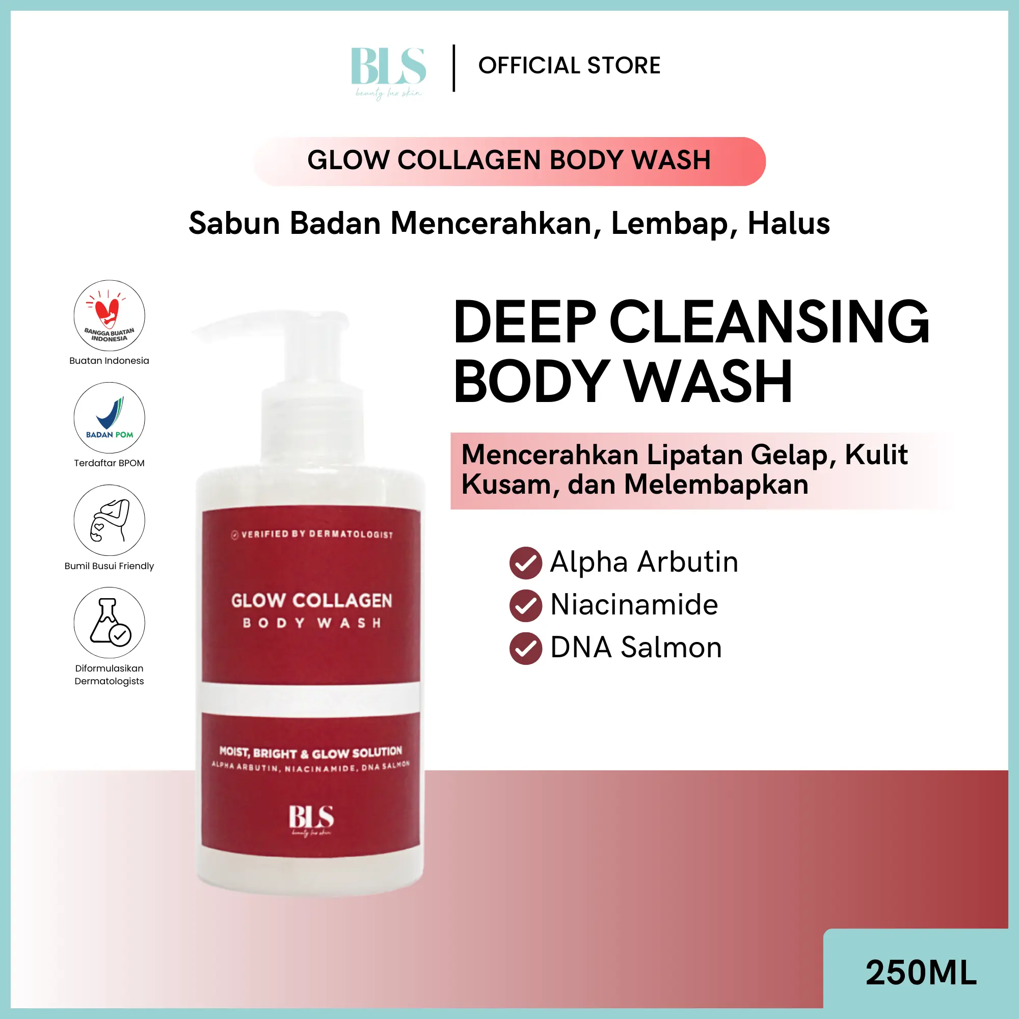[Beauty Lux Skin] Glow Collagen Body Wash with Salmon DNA | Body Soap Sabun Mandi Badan Perawatan Tubuh Kusam | Pencerah Kulit