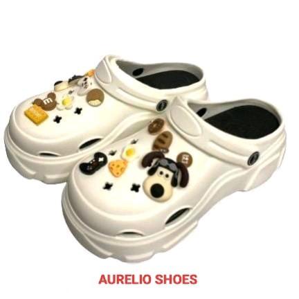 [AURELIO] - Sandal Lebaran 2024 Model baru Jibbitz Dog Variasi Donat Tinggi 7 Cm Karet limitless sandal Wanita 4