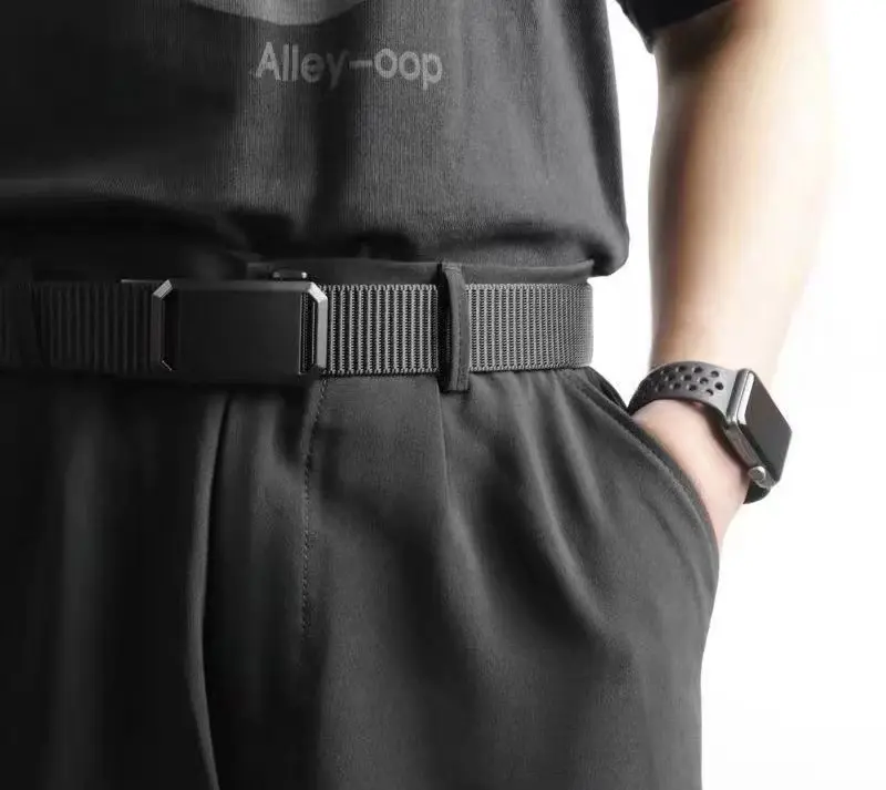 Explosions cloth belt without holes, men's belts automatically buckle Joker, casual overalls belt, tactical outdoor belt, youth military training belt.