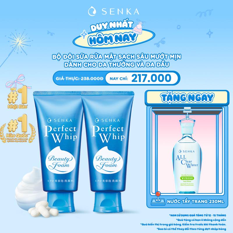 [Phương Sena 8.10] Bộ đôi sữa rửa mặt sạch sâu mướt mịn SENKA PERFECT WHIP 120GX2