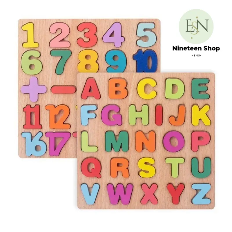 MAINAN EDUKASI ANAK PUZZLE KAYU 3D HURUF ANGKA / PUZZLE ALFABERT MAINAN KAYU ANAK / ABC DAN ANGKA TIMBUL JUMBO / WOODEN TOYS 0