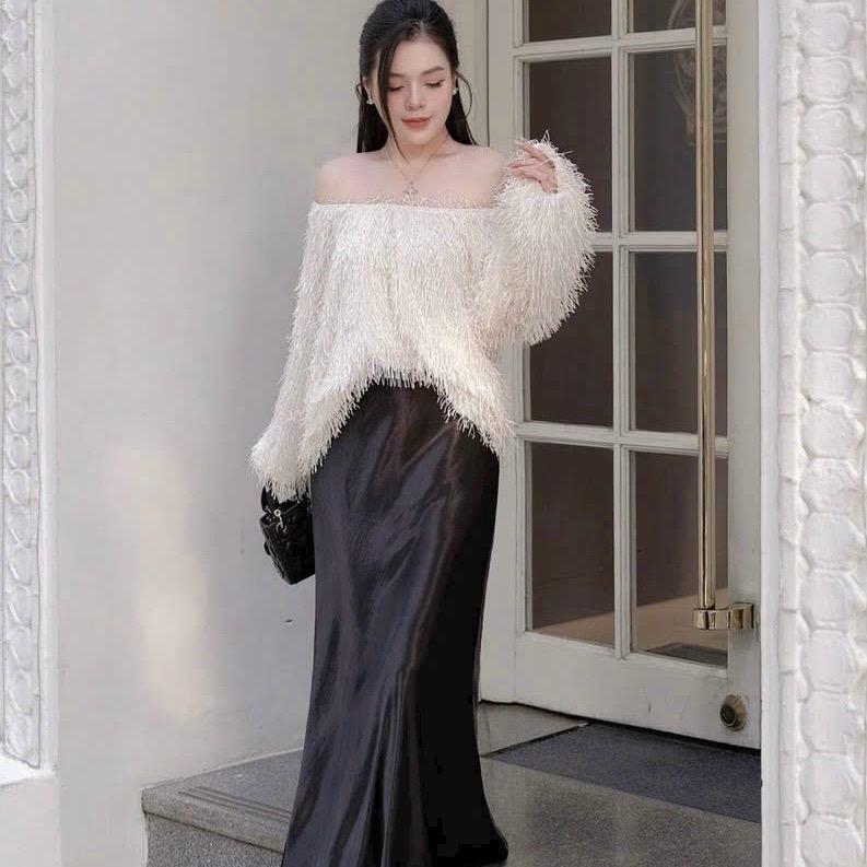 NTH Bigsize- Chân Váy Lụa Dài Dáng S060 cạp chun có khoá kéo chân váy dài 55-100kg dài váy 92cm CV600