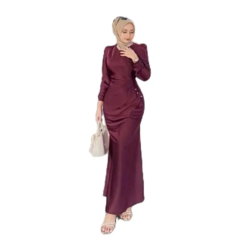 Elora Dress Satin serut Premium Baju Fashion Wanita Kondangan Wisuda Couple Muslimah Gamis Lebaran Simple
