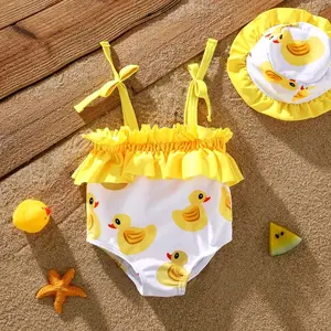 Baju Renang Anak 3bln-3thn 1set Topi Bebek Lucu Bayi Perempuan