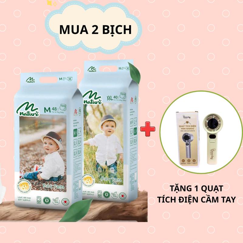 K QUÀ COMBO 2B Bỉm dán quần Momo nature m48 l44 xl42 xxl40 Cho Bé