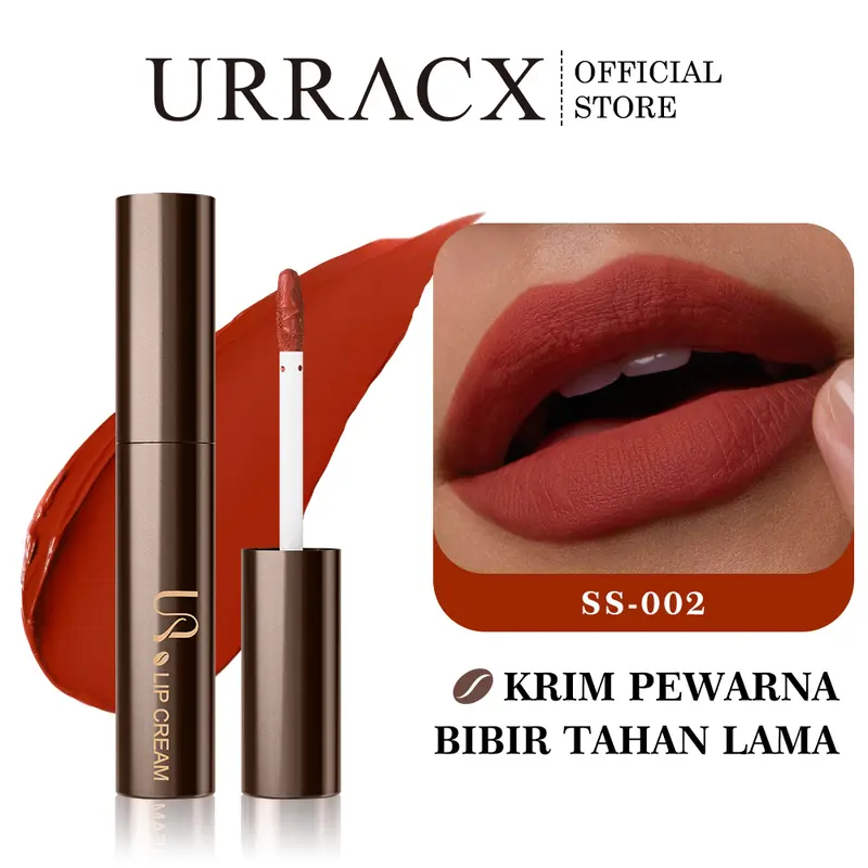 URRACX Lip Cream Long Lasting Waterproof Matte Transferproof Bibir Kering Merah Kosmetik 6