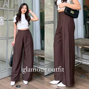 Glamour Outfit - Sora Pants Wide Leg Celana Casual Basic Highwaist Celana Panjang Wanita Model Terbaru Polos Kulot