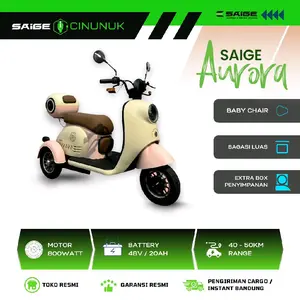 Sepada Listrik roda 3 | Saige Aurora | 800Watt | 48v/20aH | Kuat untuk Tanjakan