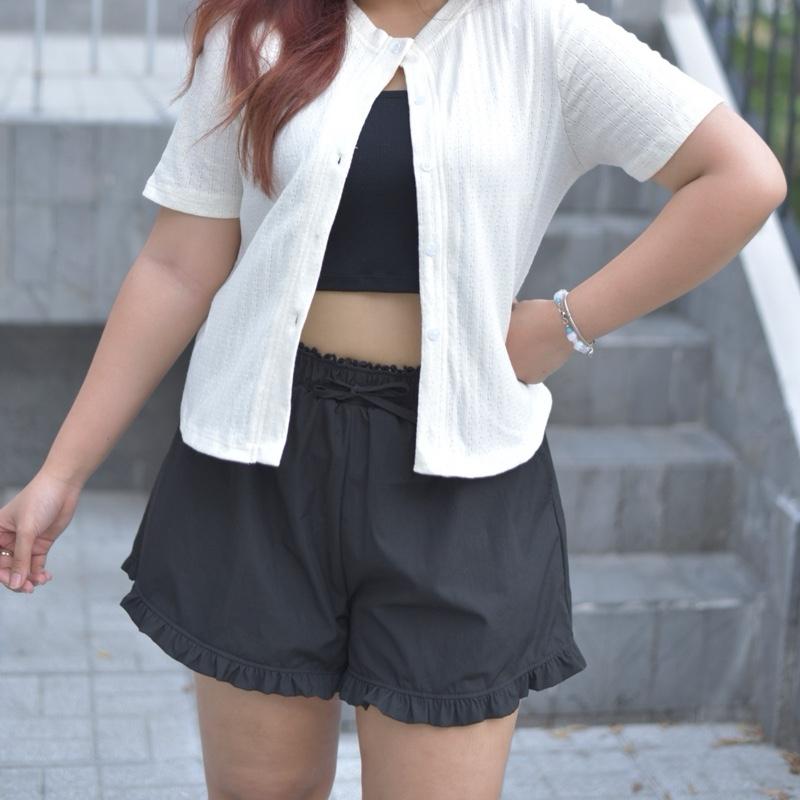  Quần short viền bèo phối ren eo mùa hè bigsize 90kg 