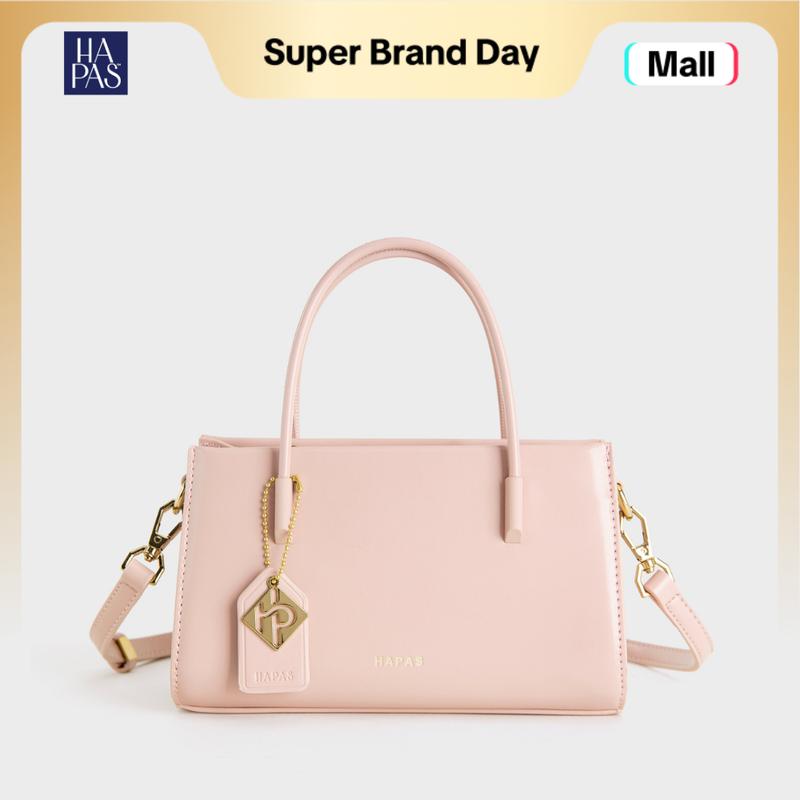 [BST Let's Pink] Túi Xách Nữ HAPAS Chính Hãng La Muse Phủ Màu Tag Vuông Quai Xách Đeo Chéo Sang Trọng Size 21 Màu Hồng - TXT221226 Bag Lady Da Hoa