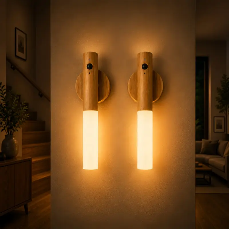 Kit 2 Luminárias LED Recarregáveis com Sensor de Movimento e base Magnética para Parede Decorativa