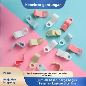 Gantungan baju tebal dengan kombinasi kait tanpa perlu mengebor, rak gantung multi-lapisan untuk penyimpanan dan penghematan ruang.