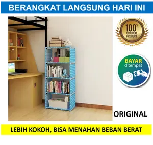 Rak Lemari Buku 4 Susun Tumpuk 5 Tingkat Baju Tas Sepatu Rack Bookshelf Book Cabinet