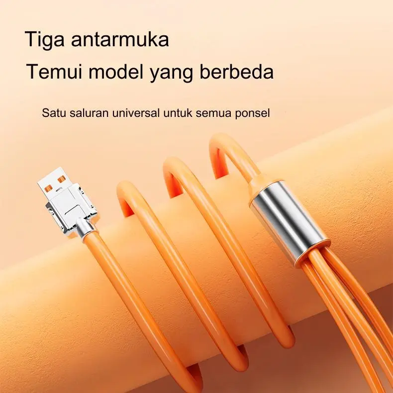ZHIKE 240W Kabel Data 3-in-1 Pengisian Daya Cepat dengan Port Type-C/Micro USB/iOS Lightning, Dilengkapi Charger 240W 1.2 Meter, Dukungan 6A Kepala Charger Cepat, Cocok untuk Sebagian Besar Model Ponsel. 5