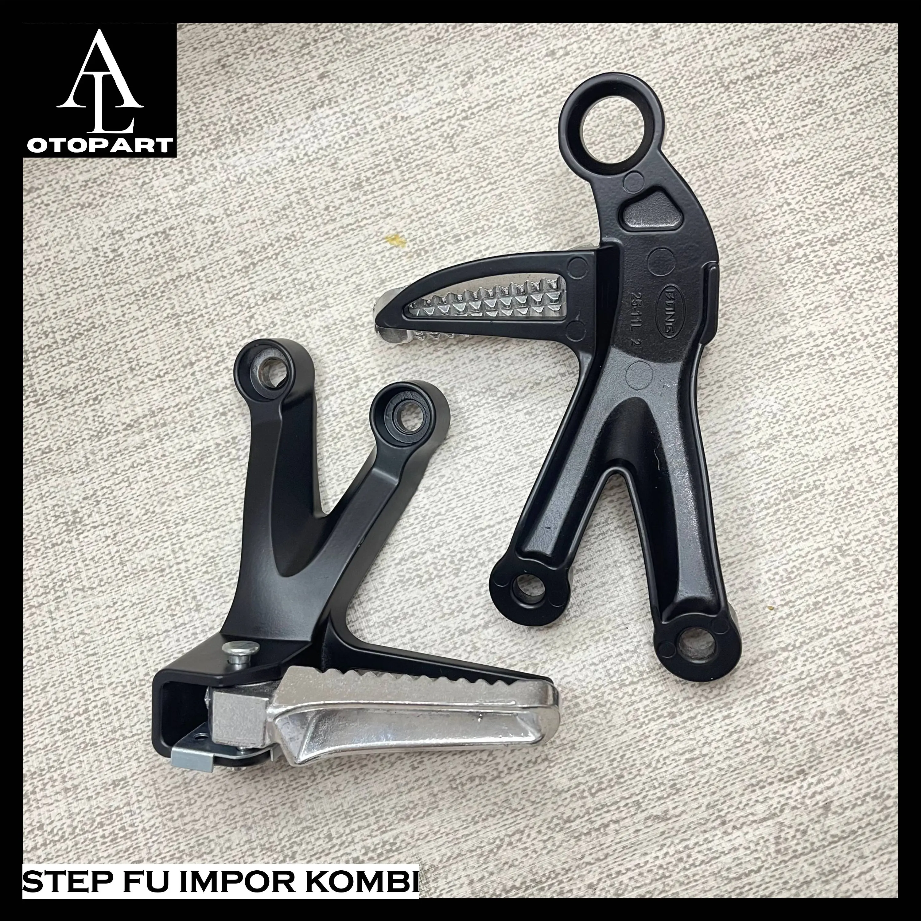 FOOTSTEP / PIJAKAN KAKI BELAKANG WARNA CHROME SATRIA FU MX KING JUPITER VEGA R / STEP GANTUNG LIPAT 1 SET KANAN KIRI