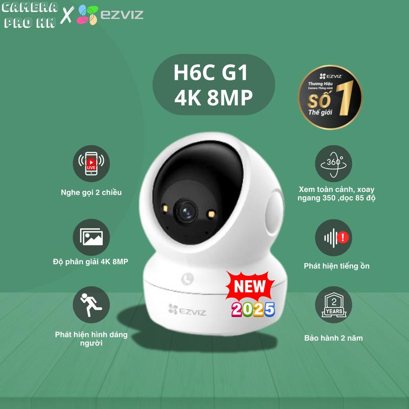 [TẶNG CHÂN ĐẾ L]Camera wifi Ezviz H6c/C6n PRO 3MP/5MP/8mp 2K/3K/4K , Nghe Gọi 2 Chiều, Xoay 360,  Có Màu Ban Đêm, Bảo Hành Chính Hãng 24 Tháng