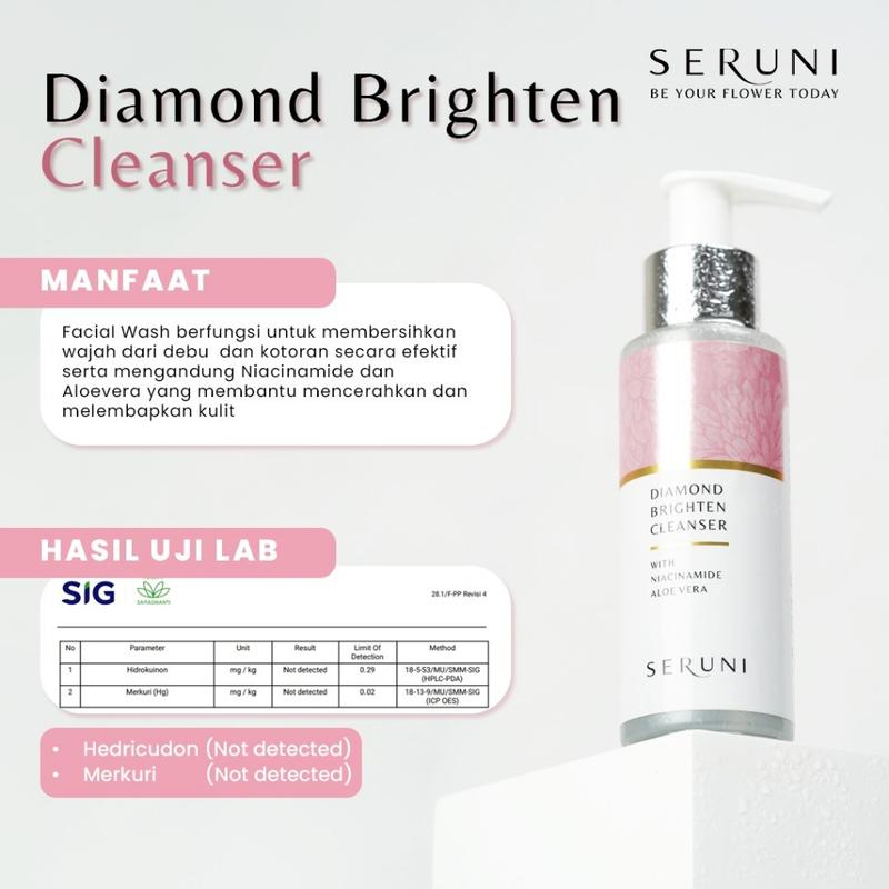Seruni Diamond Brighten Cleanser extract facial mencerahkan  perawatan  wajah  Vitamin Niacinamide Bersihkan 2