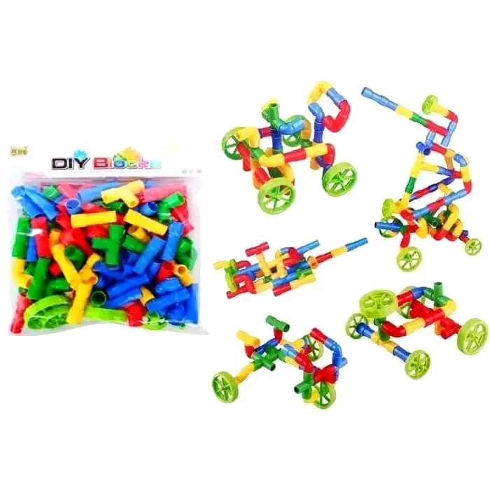 GOLDE TOYS - MAINAN SUSUN PIPA / MAINAN LEGO / PIPE BRICKS /MAINAN EDUKASI - BOX 96 PCS (911-12)