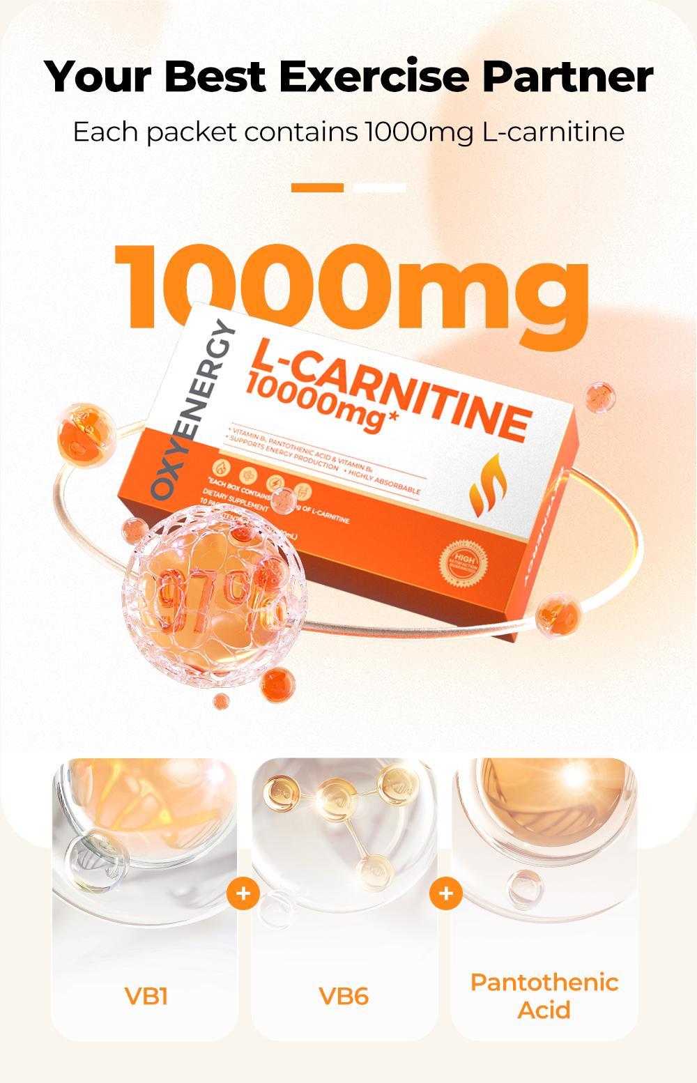 OXYENERGY L-Carnitine 10's, 10000mg, Supports Energy Production & Body  Shape management, HALAL Registered