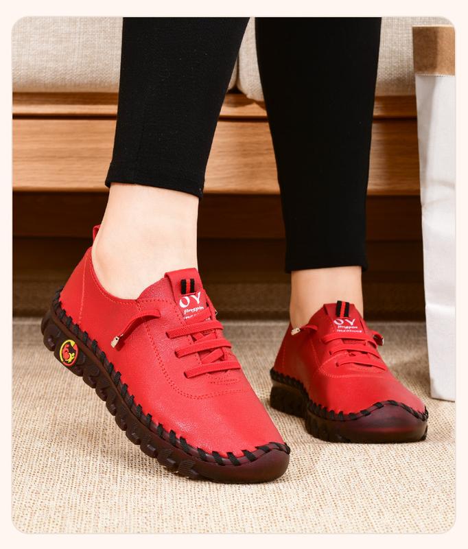 Product Introduction of Sneakers Women Shoes Leather Loafers Shoes for Women Comfortable Slip on Shoes Hand Sewing Thread Mom Shoes 24