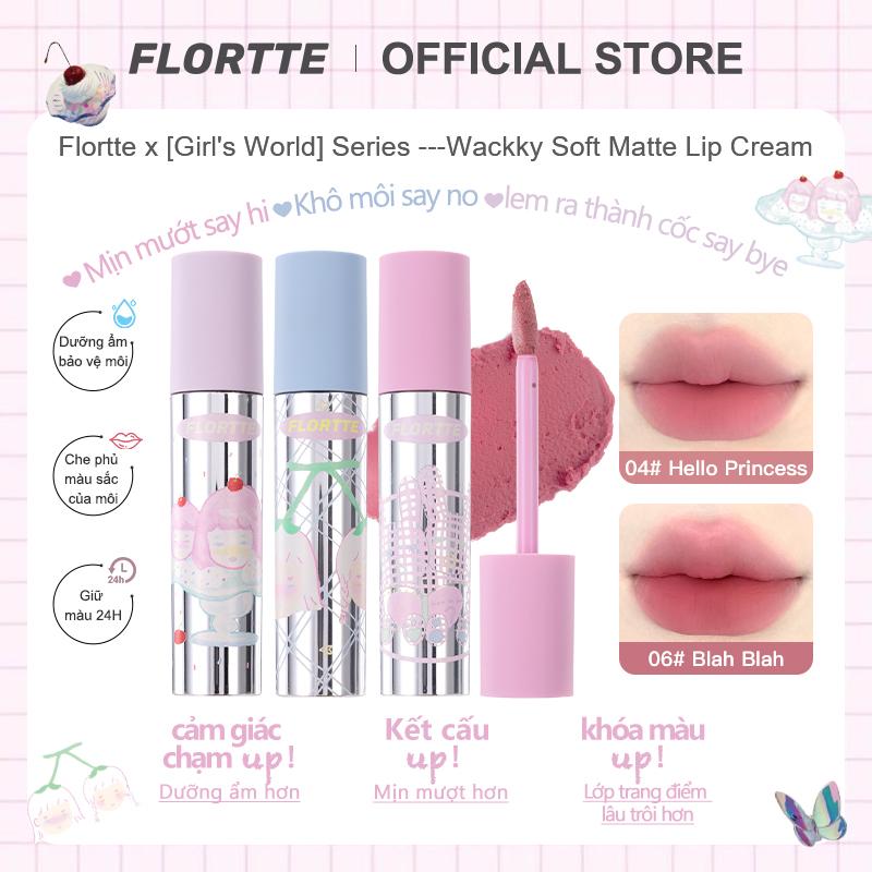 Son kem Flortte x [Girl's World] Serie --- bóng mờ,không lem,nữ tính,lâu trôi,6 màu để chọn lựa,2.3g