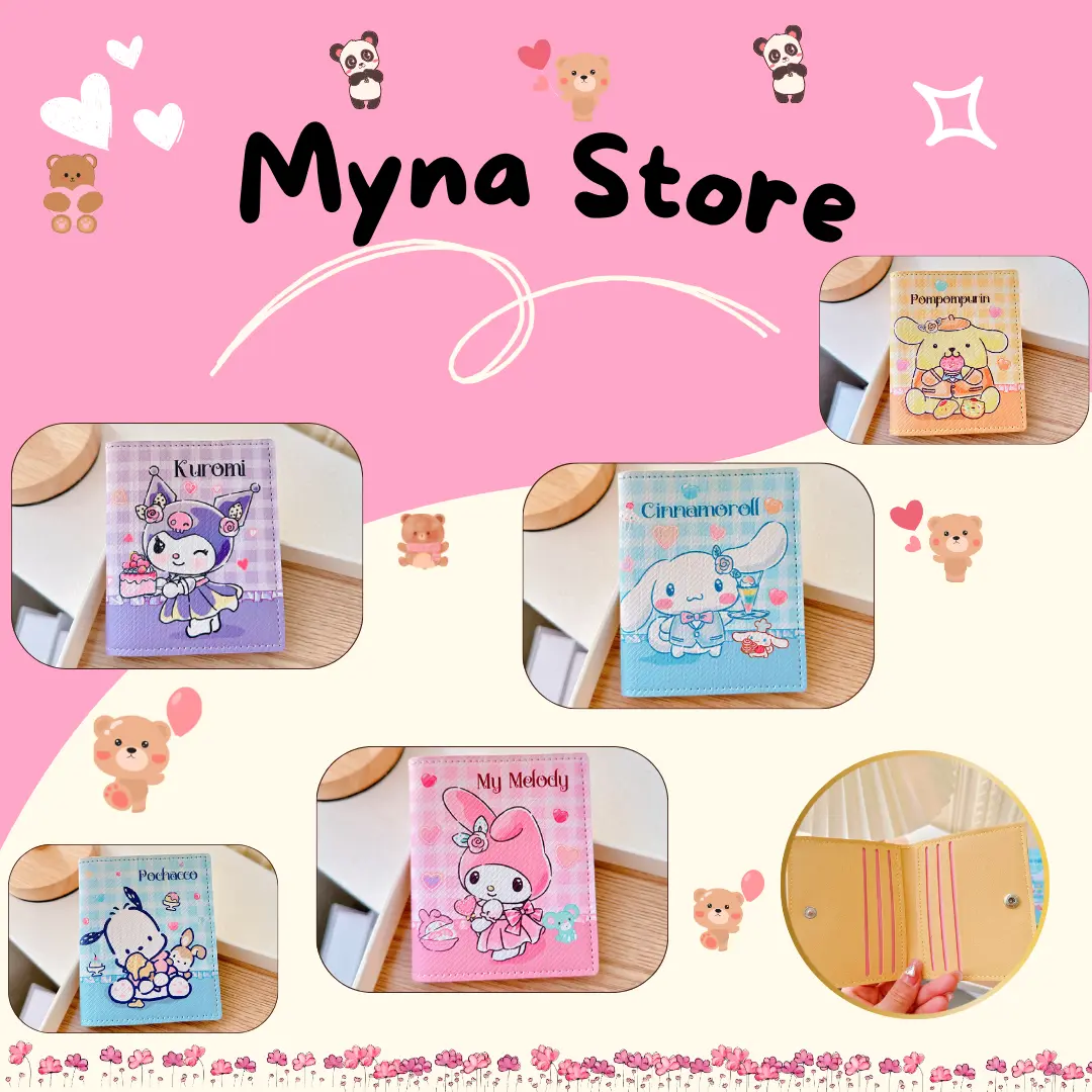 Dompet Kartu Portabel Sanrio Cinnamoroll Melody Kuromi Pochacco Pompompurin Klip - DP012