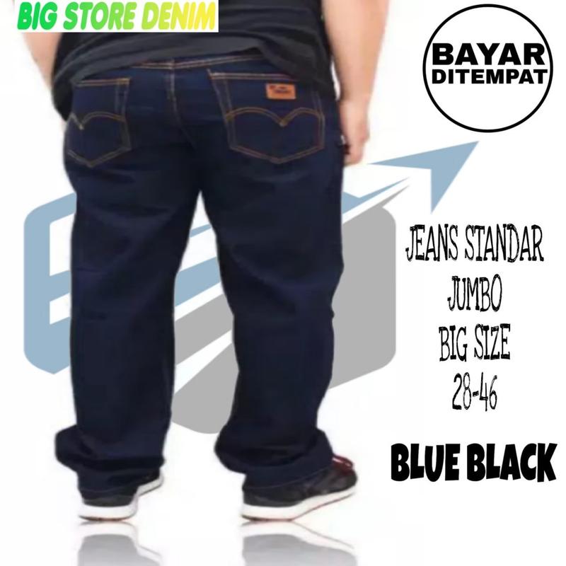 CELANA JEANS PANJANG PRIA JUMBO STANDAR REGULLER FIT BIG SIZE 28-46 bandung denim straight  Nyaman Hitam Slim High  Dewasa Cowok Biru jeans  regular  fit regular  jeans Slimfit Navy 4