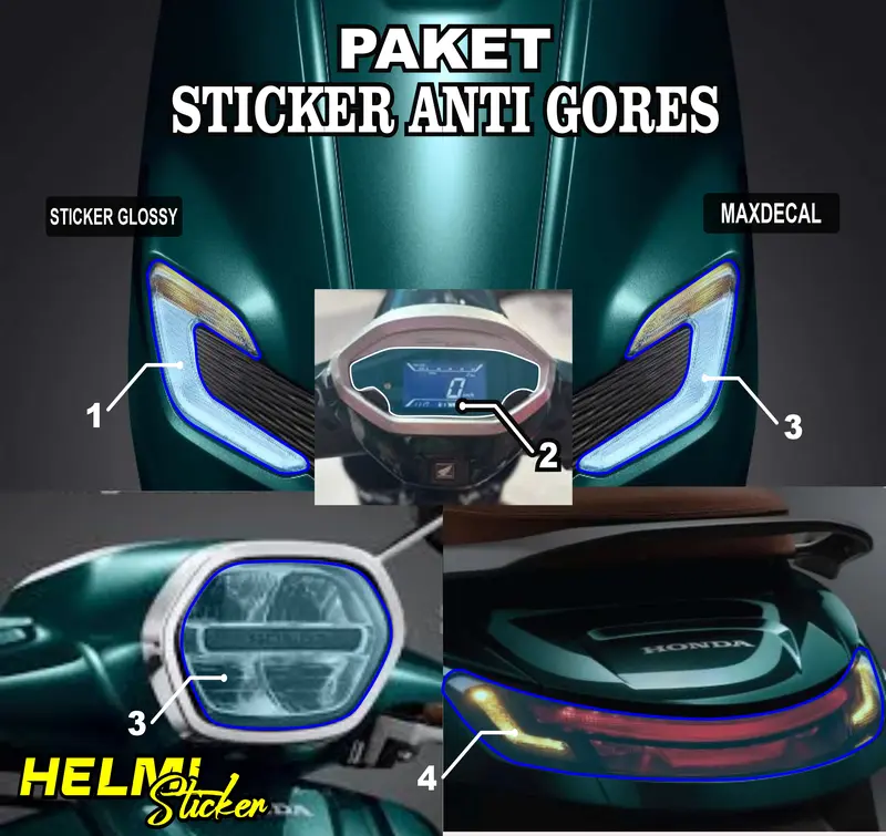 PAKET STICKER TRASPARAN MIKA HONDA STYLO 160 PELINDUNG MIKA ANTI GORES  SEN LAMPU STOP LAMPU DEPAN SPIDOMEETER ANTI GORES VARIASI STIKER Motorcycle 3