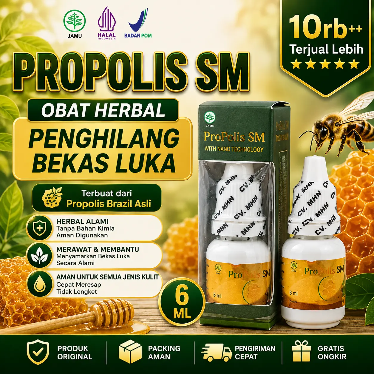 Suplemen Penghilang bekas Luka, Luka Hitam  Kenalpot, Tersiram Air Panas,  Bekas Bisul  Di Kaki Di Tangan, Paha, Bekas Luka di Tubuh, Bekas Luka Akibat Kecelakaan Dengan - Propolis SM AMPUH NAMUN SETIAP ORANG HASILNYA BERBEDA