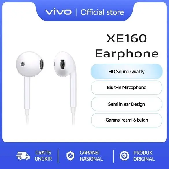 vivo Earphone XE-160 Original [Suara HD Berkualitas]