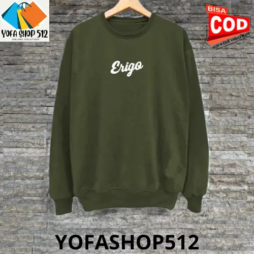 Sweater Crewneck Pria Distro ERIGO Brand Unisex Cewek Cowok Keren Bahan Tebal Switer Sablon terlaris 2