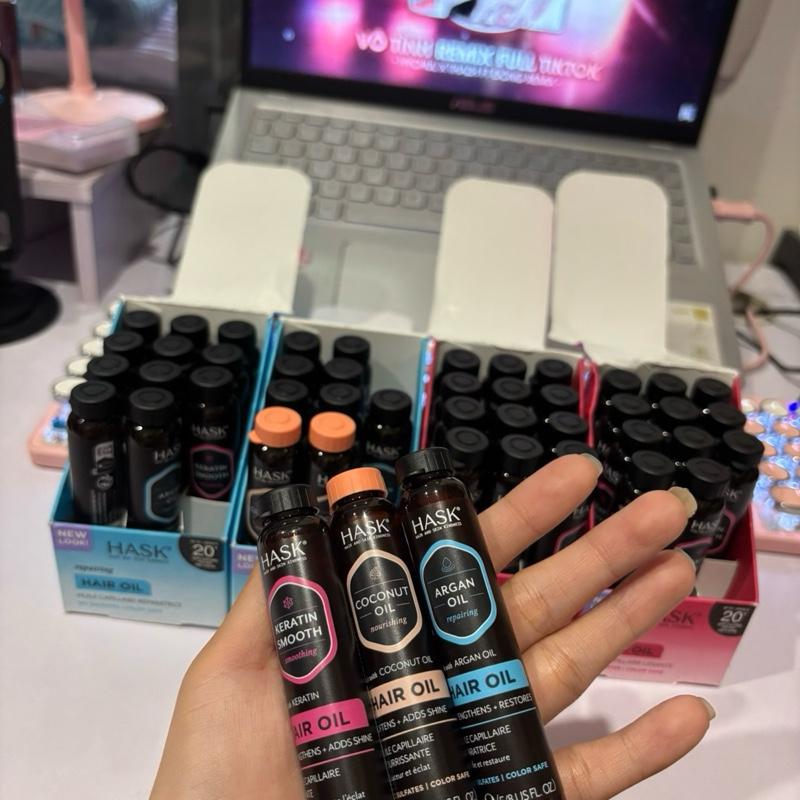 BILL ÚC HASK Tinh Chất Dưỡng Tóc Keratin Smooth Dầu Dưỡng Thân Tóc Với Argan Oil & Keratin Cho Tóc Bóng Khỏe Mềm Mại KÈM KẸP CÀNG CUA