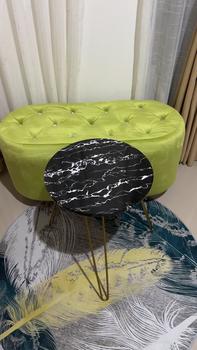 Product Review of Meja bundar meja kopi motif marmer kaki BESI GOLD diameter 40cm tinggi 50cm Furniture from J**i S**🌻 0