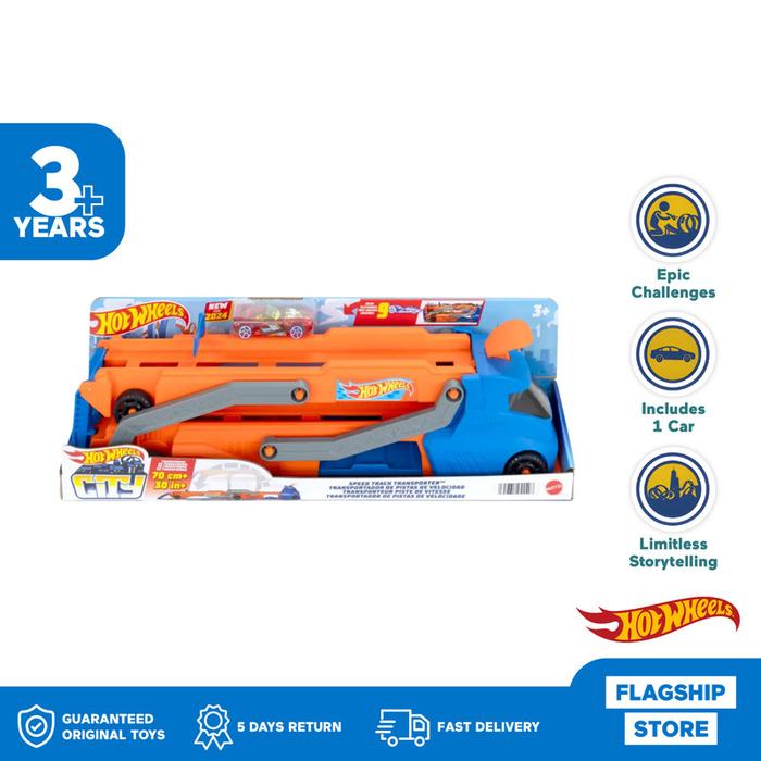 Gambar Hot Wheels Speed Track Transporter Orange - Mainan Mobil Balap dari Mattel Indonesia_NEW Kota Tangerang Tokopedia
