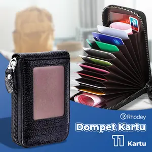 Dompet Kartu Travel Bahan Kulit PU Multifungsi 11 Slot Slim - OMHANMBK - Black