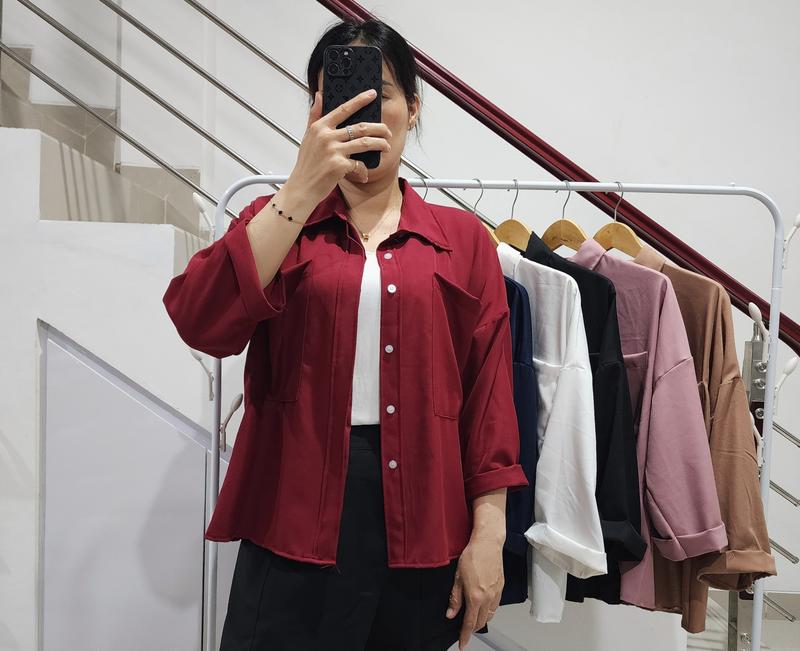 Product Introduction of Baju Kemeja Oversize Sakila Atasan Wanita Hijab Muslimah Casual Shakila,Top,Dewasa Cod 12