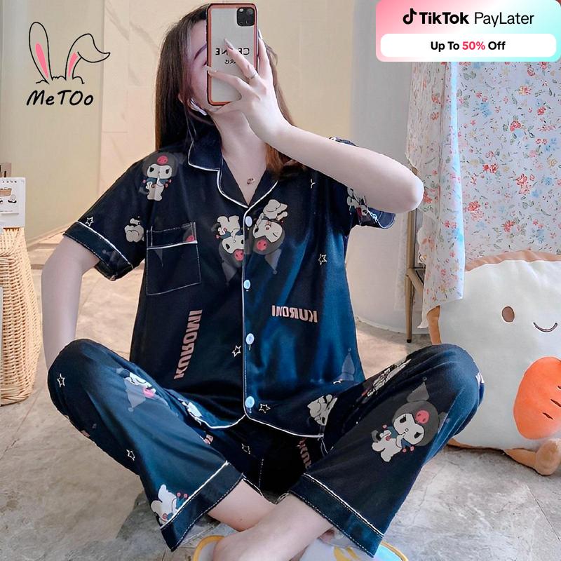 Bộ Đồ Ngủ Pijama Cotton, MeToo, Thiết Kế Thời Trang Mới, Quần Áo Đồ Ngủ Cho Nữ, Quần Áo Đồ Mặc Ở Nhà, Vải, Cổ Áo Có Cúc, Thêu, Phong Cách Quần Và Áo Sơ Mi Hàn Quốc, Đồ Lót, Đồ Mặc Nhà Cho Nữ, Quần Dài, Bộ Đồ Ngủ, Pjs 0