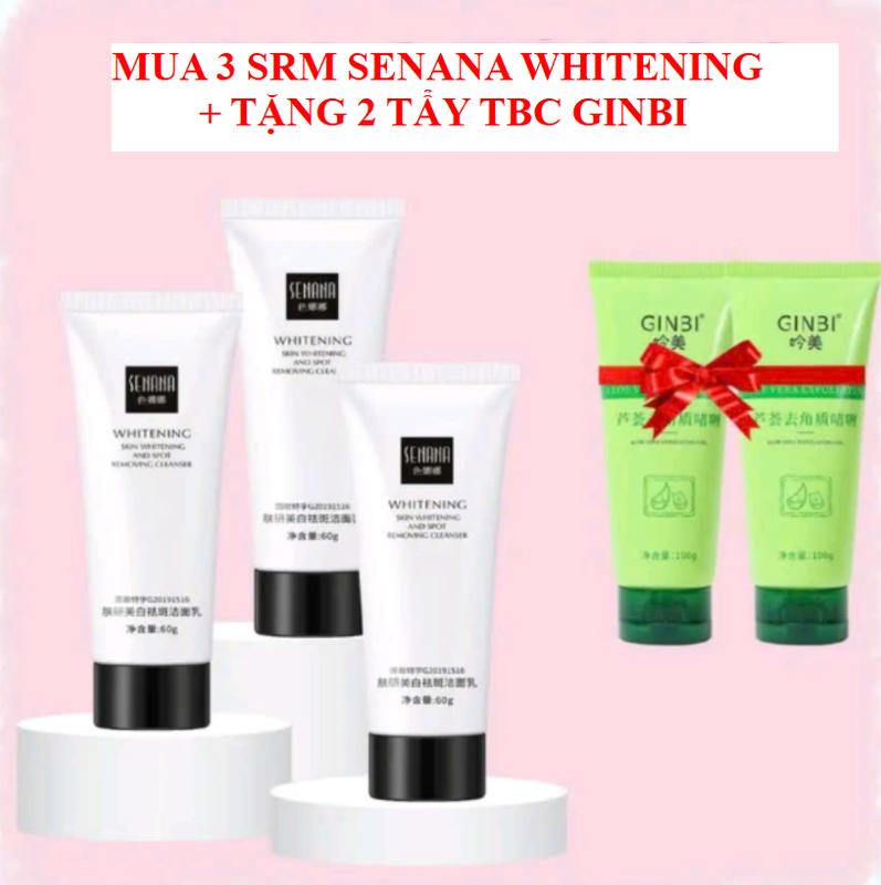 (Mua 3 SRM Tặng 2 TBC) Combo 3 Tuýp Sữa Rửa Mặt Dưỡng Sáng Da Whitening Tặng 2 Tẩy TBC GinBi