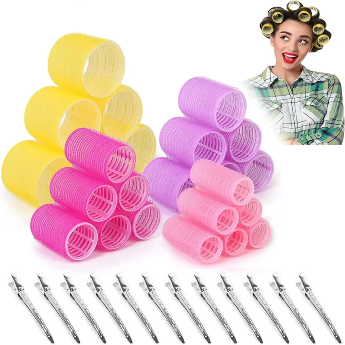 6 Cái Tự Kẹp Lô Uốn Tóc Không Cần Nhiệt Đồ Uốn Tóc Không Có Nhiệt Tóc Mái Khối Lượng Tự Dính Móc & Vòng Dụng Cụ Tạo Kiểu Tự Làm