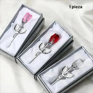 Rosa de cristal artificial, 1/2 piezas de flor artificial creativa para decoración de escritorio en casa, regalo ideal para novia, regalos de 'Amo a mi novia'