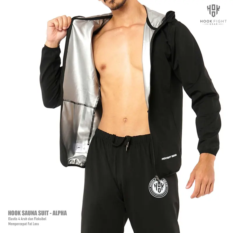 Jaket Sauna Suit Olahraga Baju Jas Pembakar Lemak Elastis Hook 2