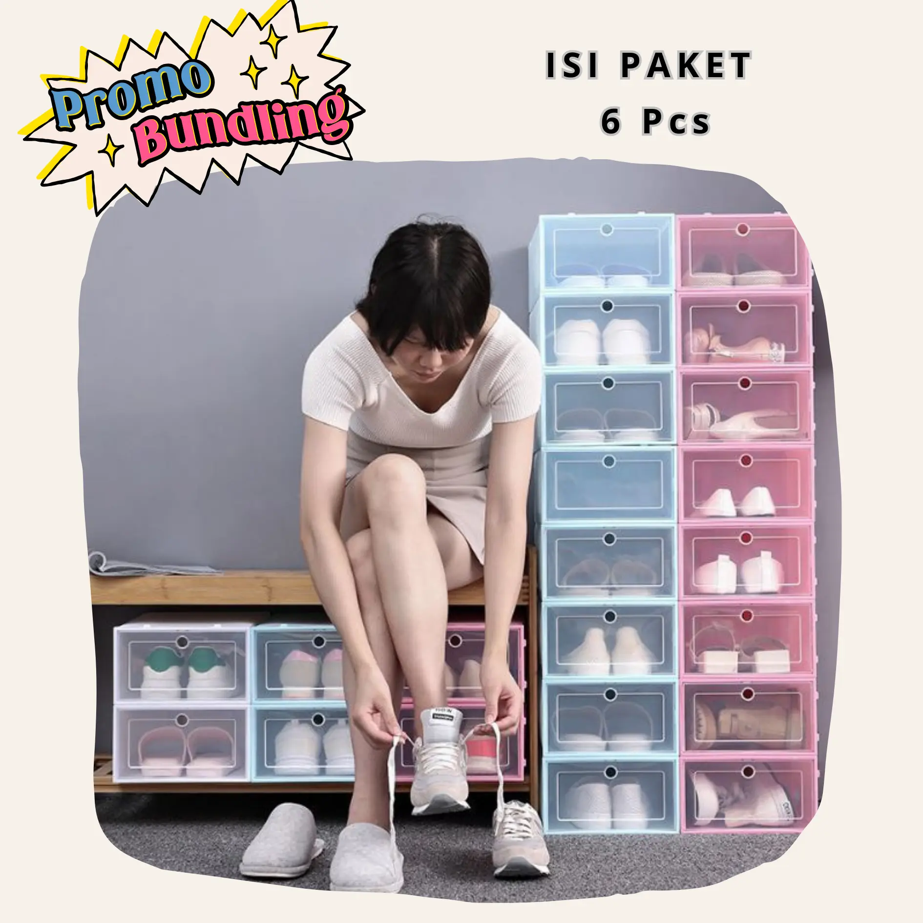 Paket Hemat 6 Pasang KS061 Box Tempat Sepatu Penyimpanan Kotak Shoes Box Tempat Sandal Cod
